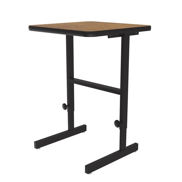 Correll Workstation Desk, 24" D, 20" W, 34" to 42" H, Medium Oak, Frame: Black, High Pressure Laminate CST2024-06